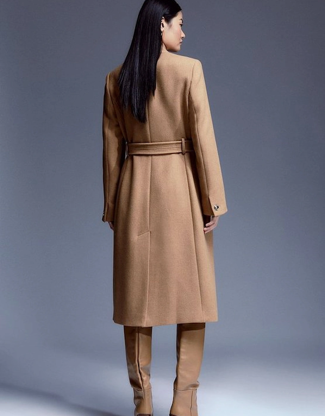 Italian Manteco Wool Forever Notch Neck Midi Coat