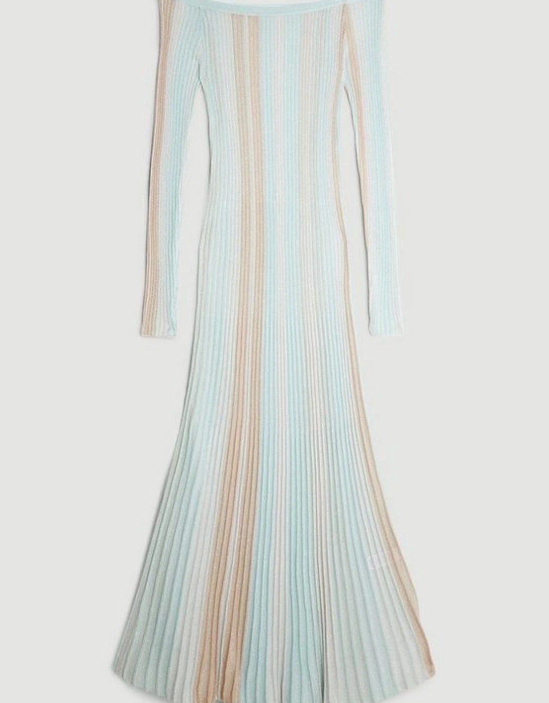 Slinky Viscose Slash Neck Striped Knit Midaxi Dress