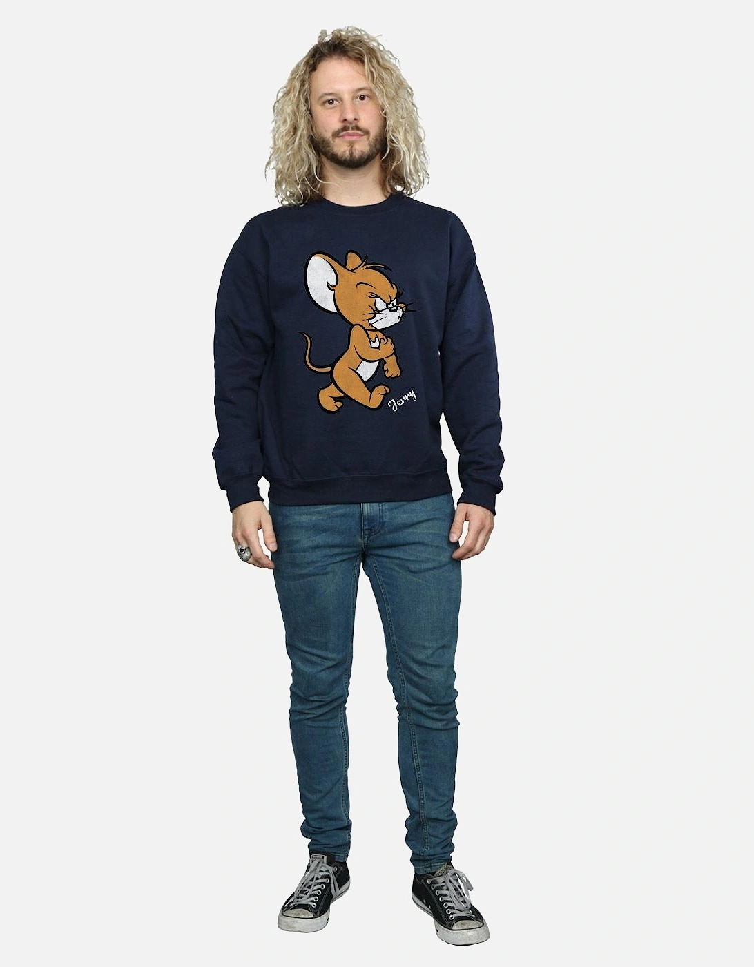 Tom and Jerry Mens Angry Mouse Cotton Sweatshirt