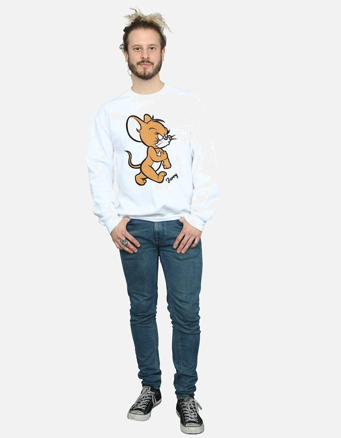 Tom and Jerry Mens Angry Mouse Cotton Sweatshirt