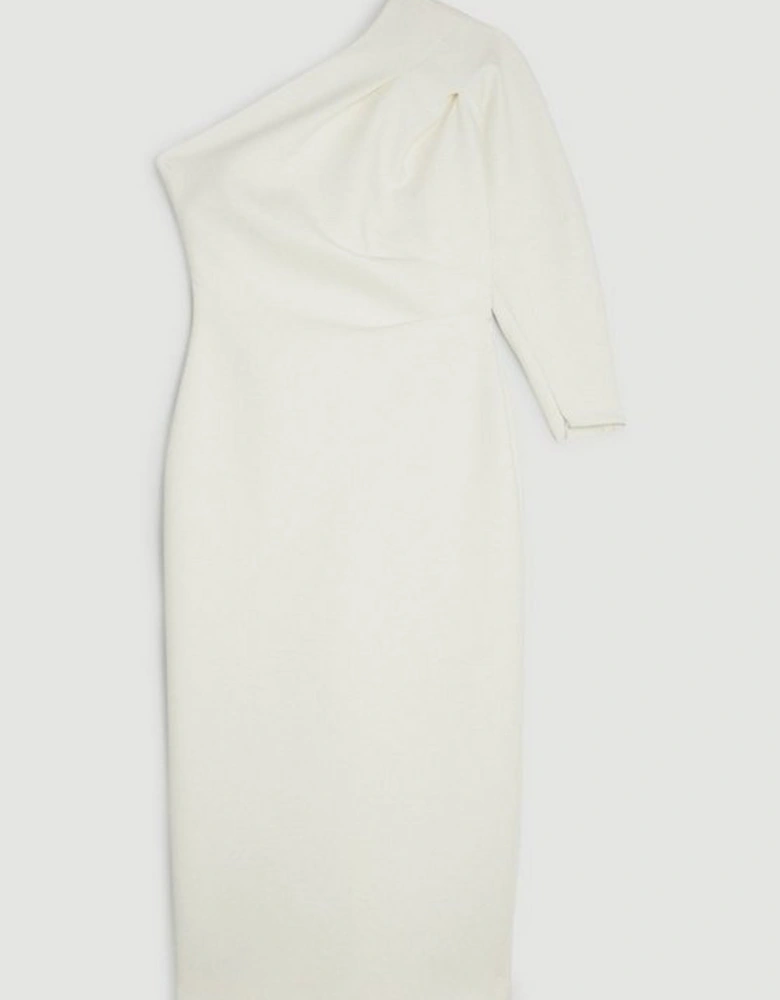 Tailored Compact Stretch One Shoulder Midi Dress
