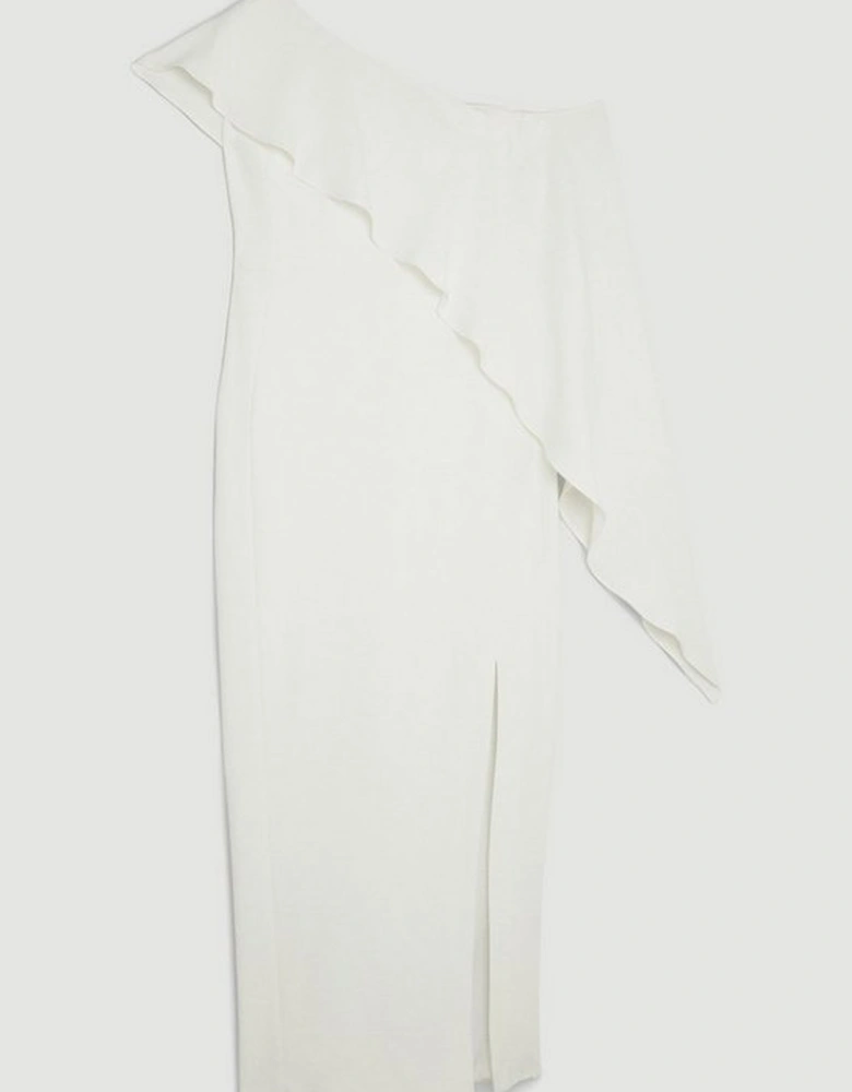 Tailored Compact Stretch Viscose Drape Detail Maxi Dress