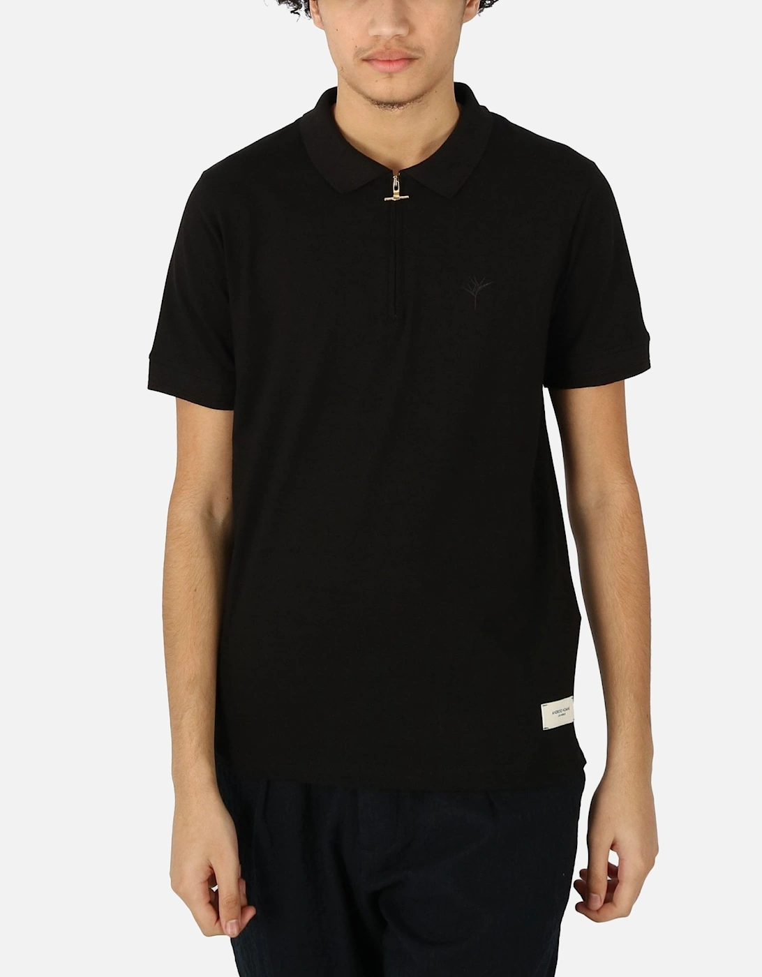 Embroidered Zip Black Polo, 5 of 4