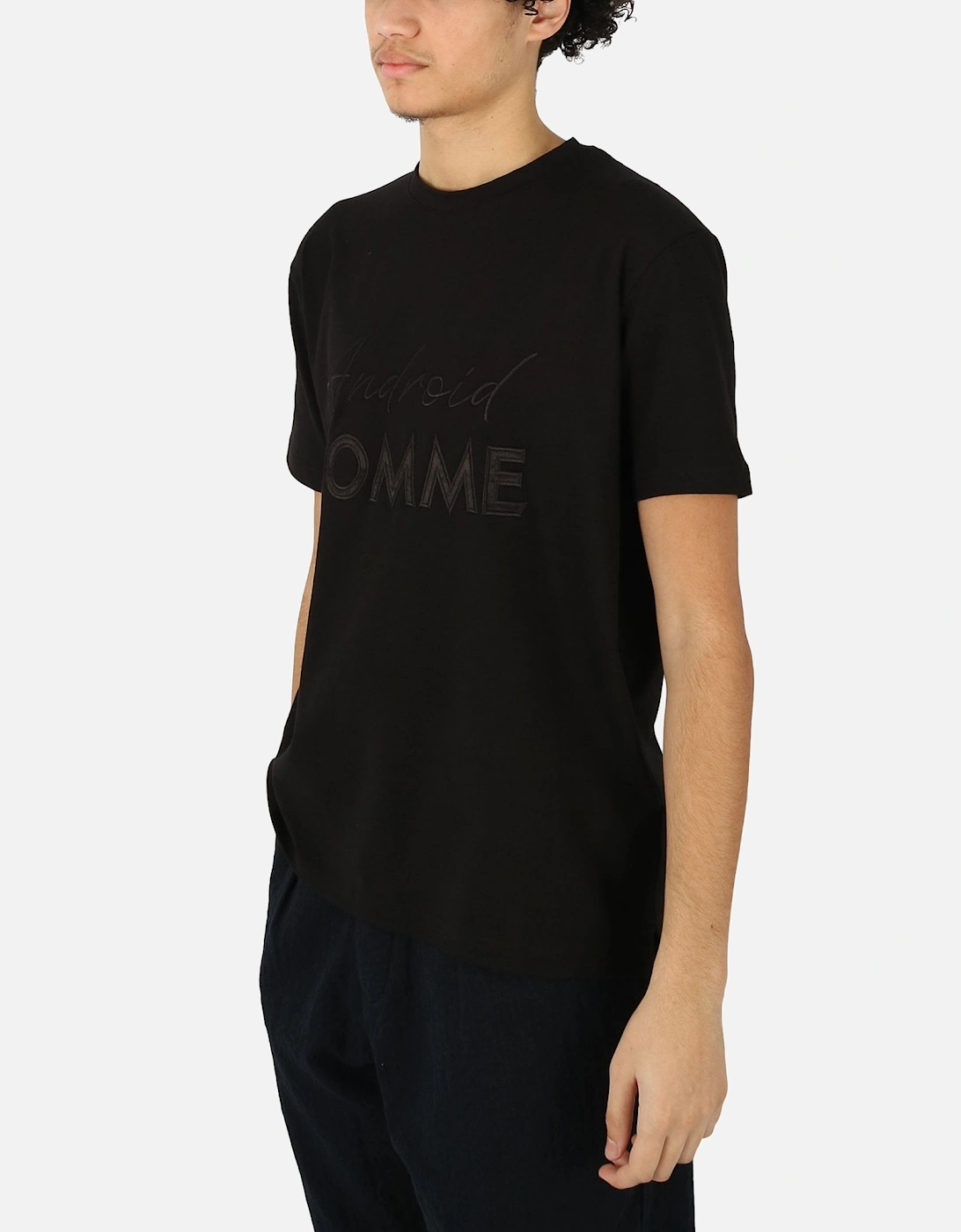 Embroidered Large Logo Black Tee