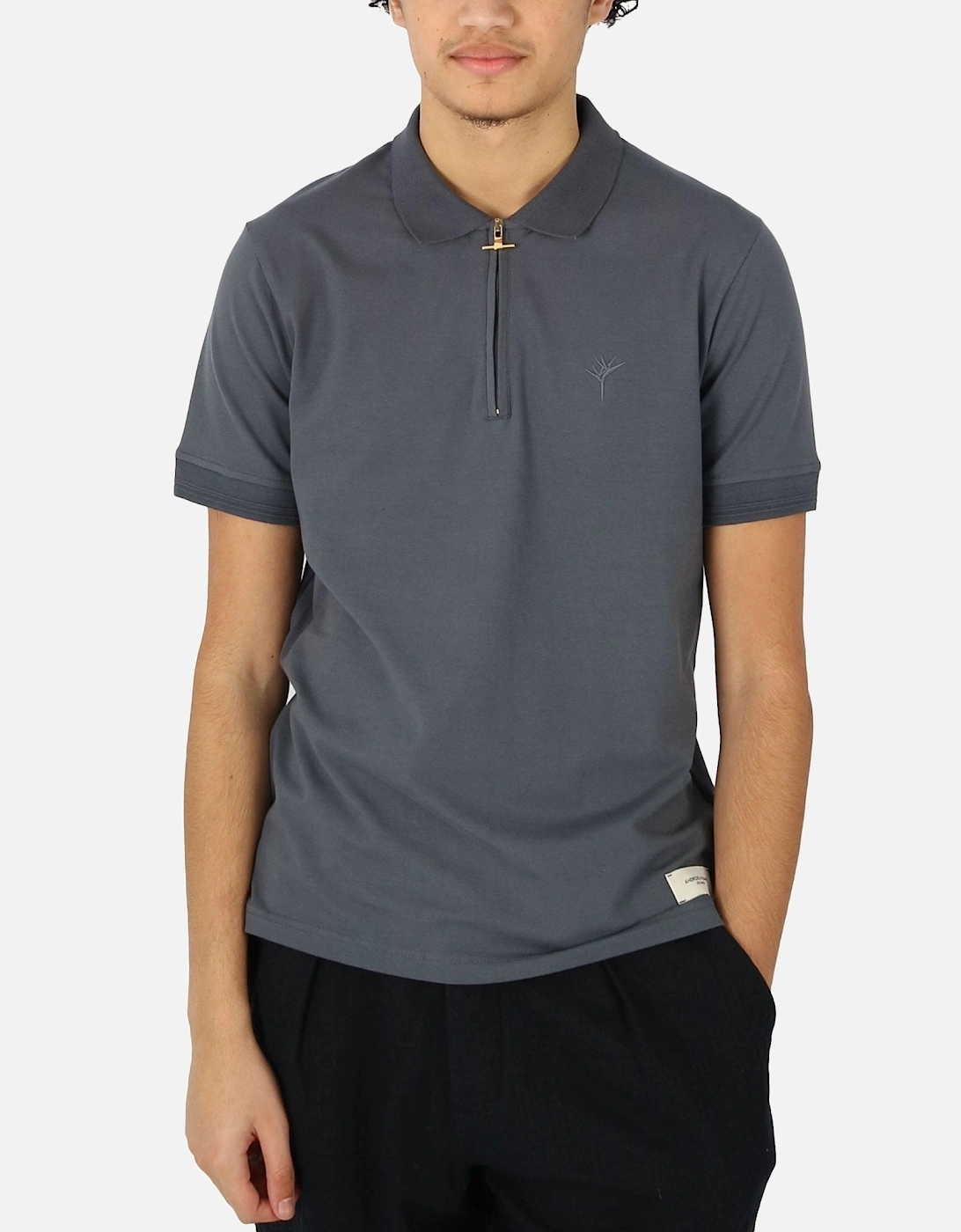 Embroidered Zip Grey Polo, 5 of 4