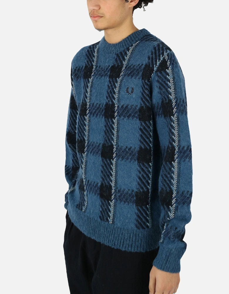 Glitch Tartan Blue Knitted Jumper
