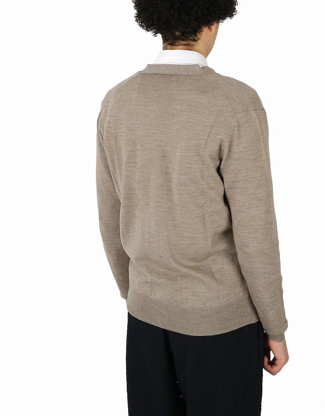 Man Button Beige Cardigan