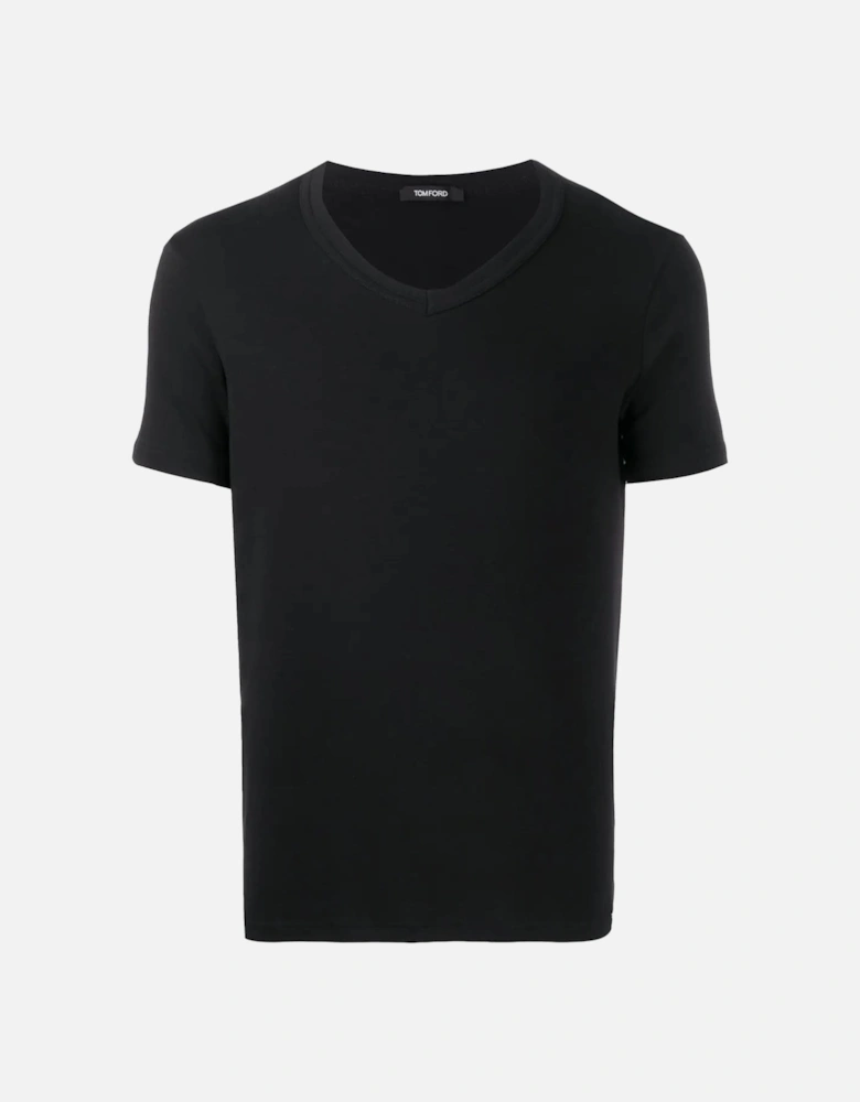 V Neck Cotton Stretch T-shirt Black
