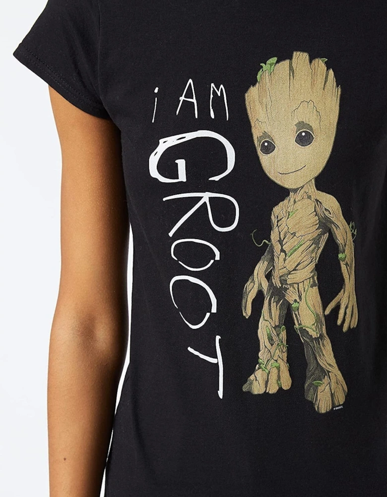 Womens/Ladies I Am Groot Scribble T-Shirt