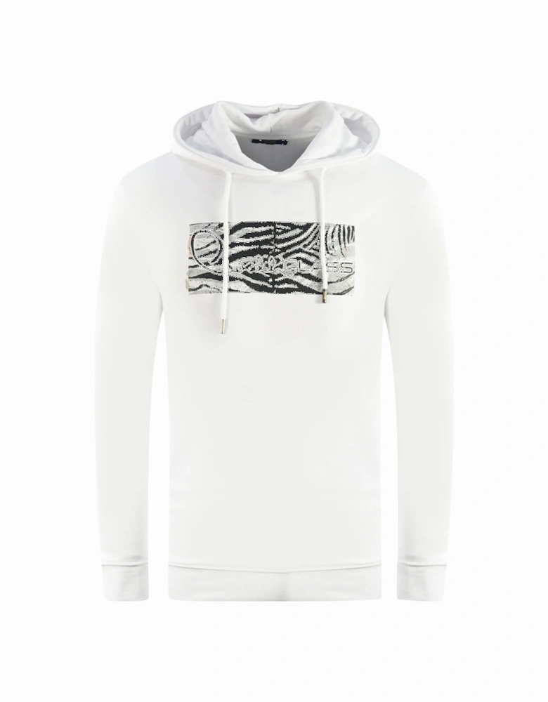 Cavalli Class Zebra Print Logo White Hoodie
