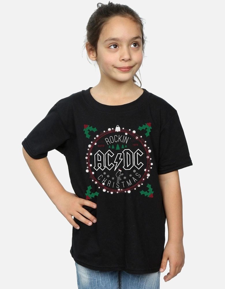 Girls Christmas Circle Cotton T-Shirt