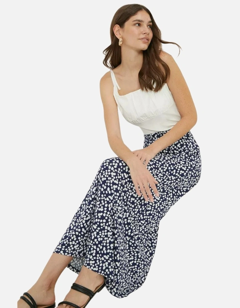 Womens/Ladies Spotted Tall Midi Skirt