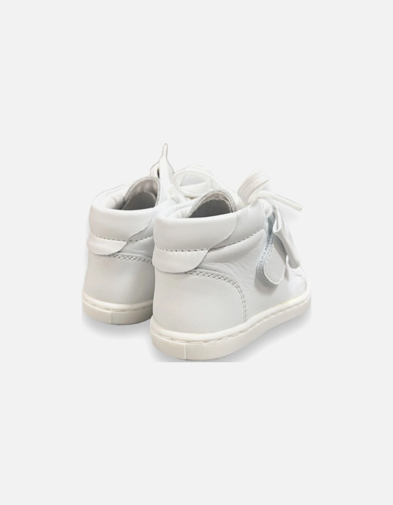 White Leather Tatiana Bow Hi-Top Trainers