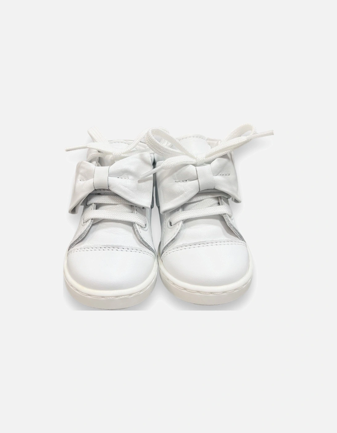 White Leather Tatiana Bow Hi-Top Trainers