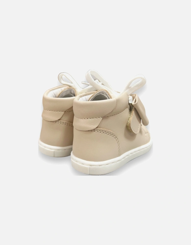 Nude Leather Tatiana Bow Hi-Top Trainers