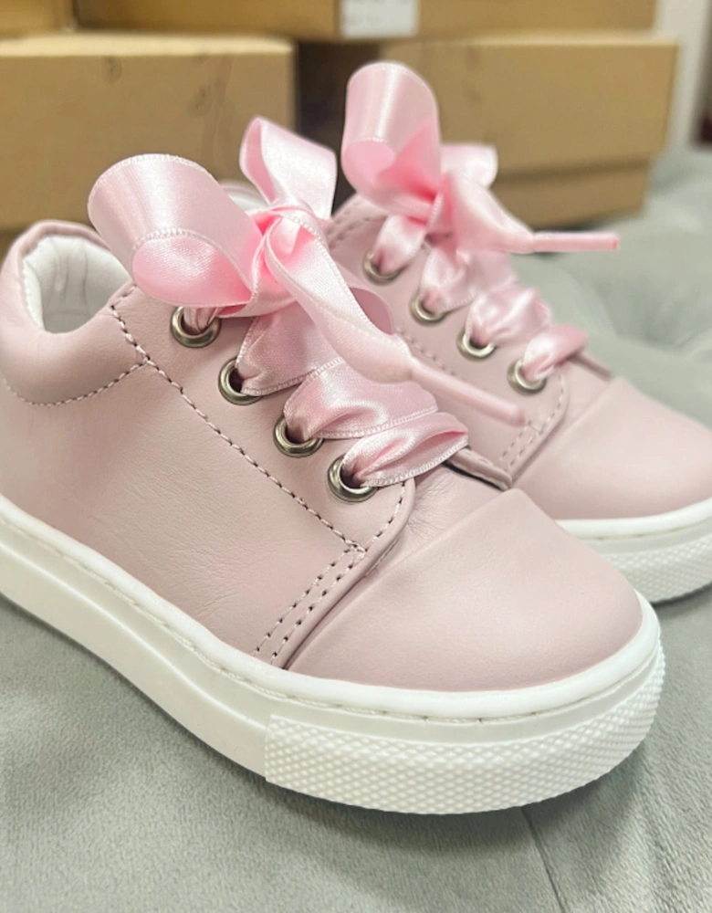 Pink Leather Santiago Ribbon Trainers