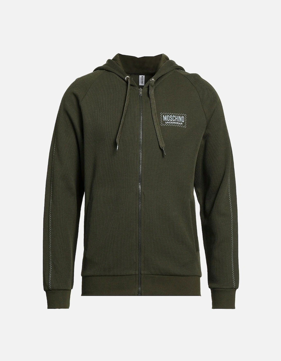 Sticthed Logo Green Zip Hoodie, 3 of 2
