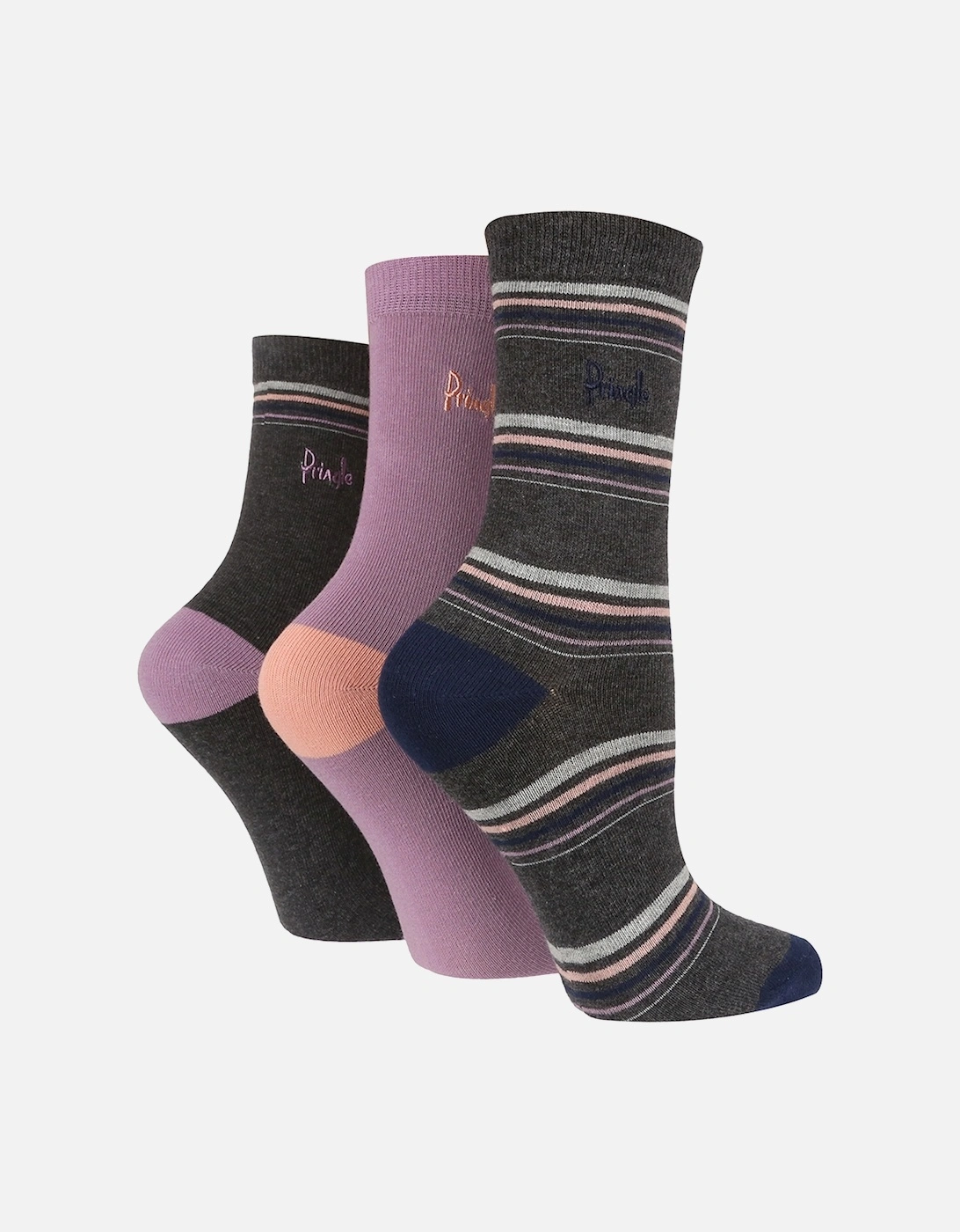 3 PAIR LADIES THIN STRIPE SOCKS, 2 of 1