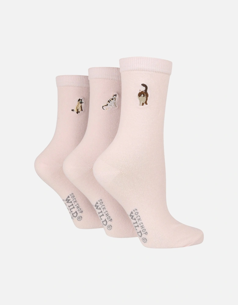 3 PAIR SOCKSHOP LADIES NOVELTY EMBROIDERED SOCKS