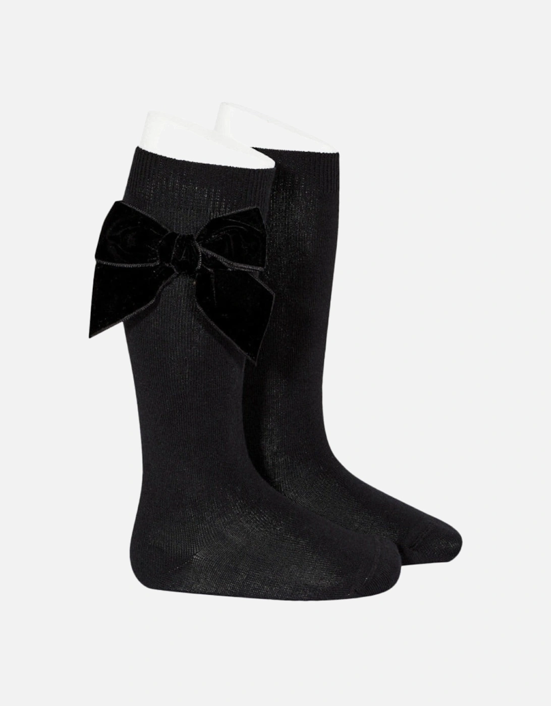 Black Velvet Bow Knee Socks, 2 of 1