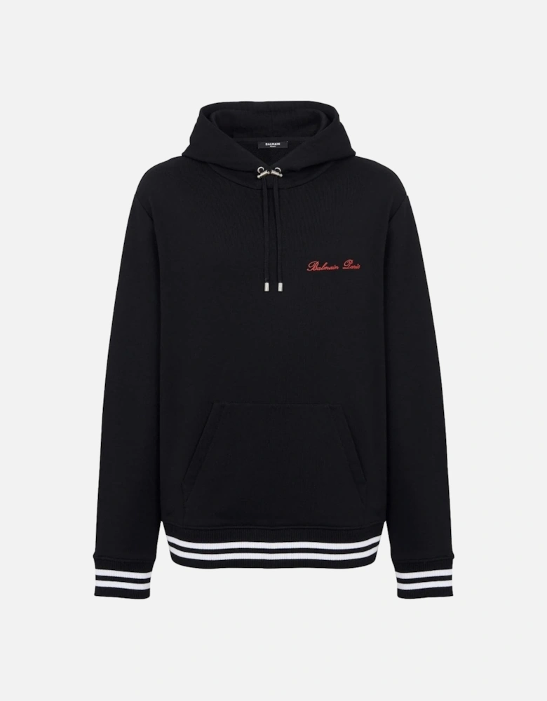 Signature Embroidery Hoodie Black