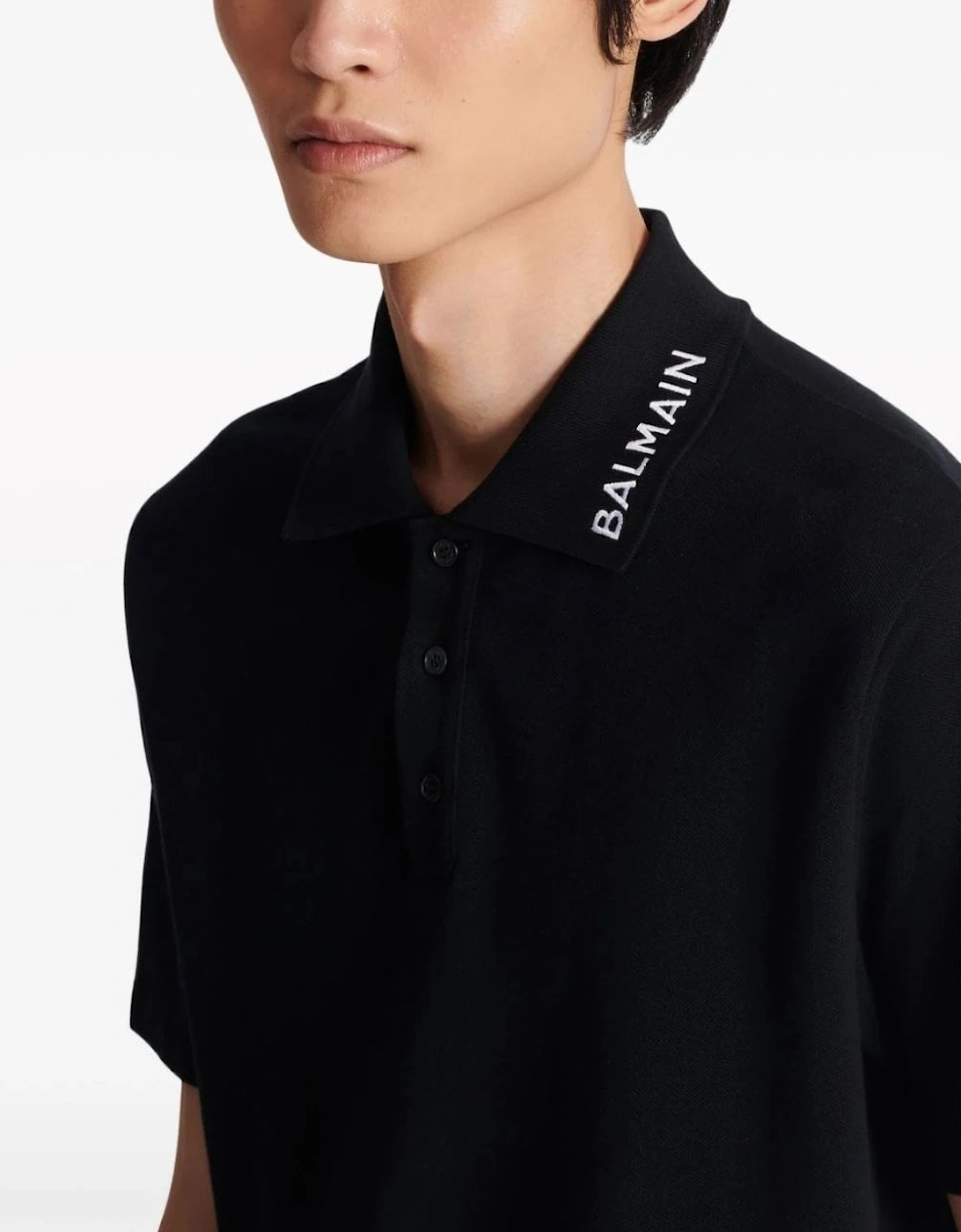 Stitch Collar Polo Black