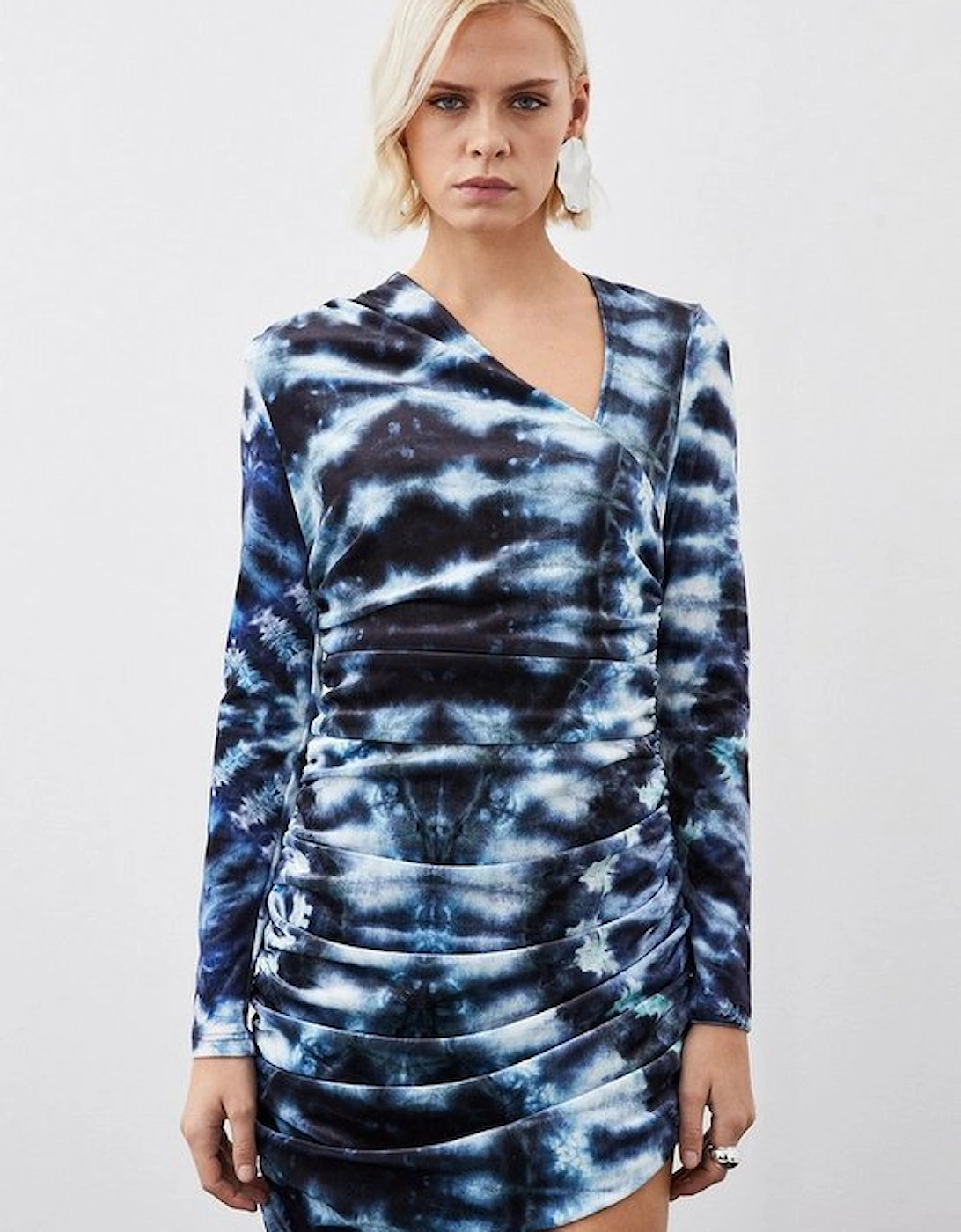 Printed Velvet Stretch Long Sleeve Mini Dress, 5 of 4