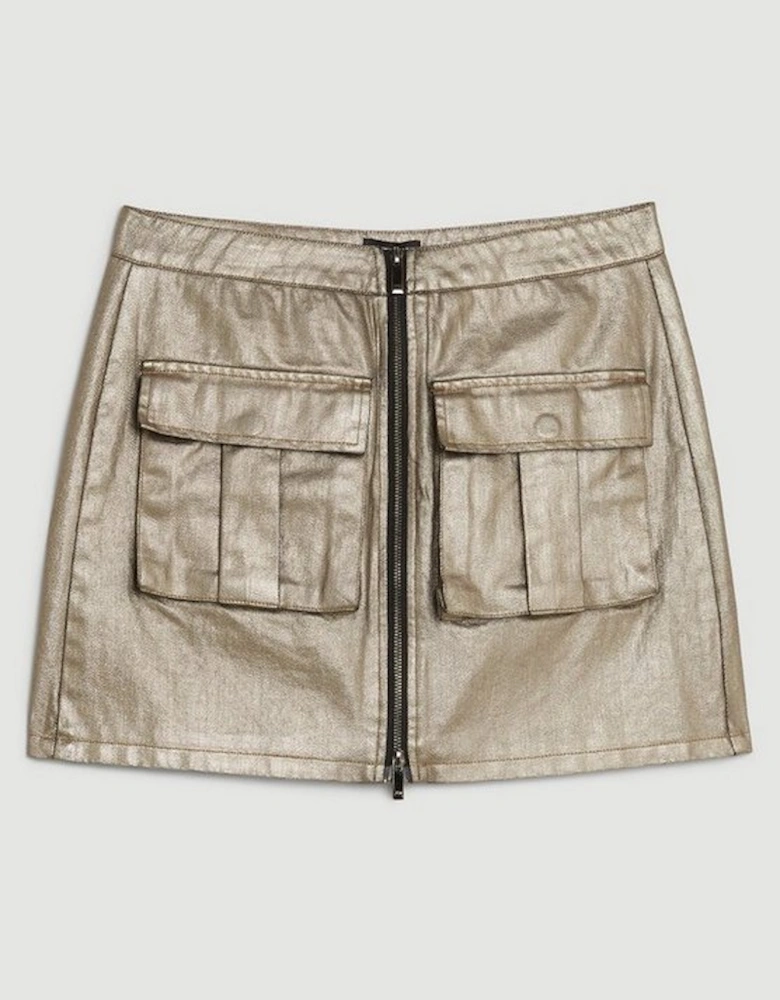 Metallic Denim Woven Mini Skirt