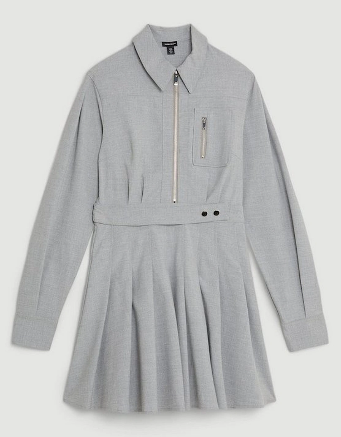 Grey Marl Wool Mix Shirt Mini Dress