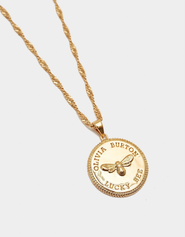 Womens Plated Lucky Bee Pendant Necklace