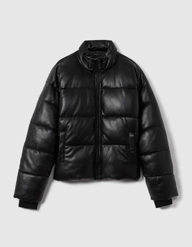 Good American Faux Leather Puffer Jacket