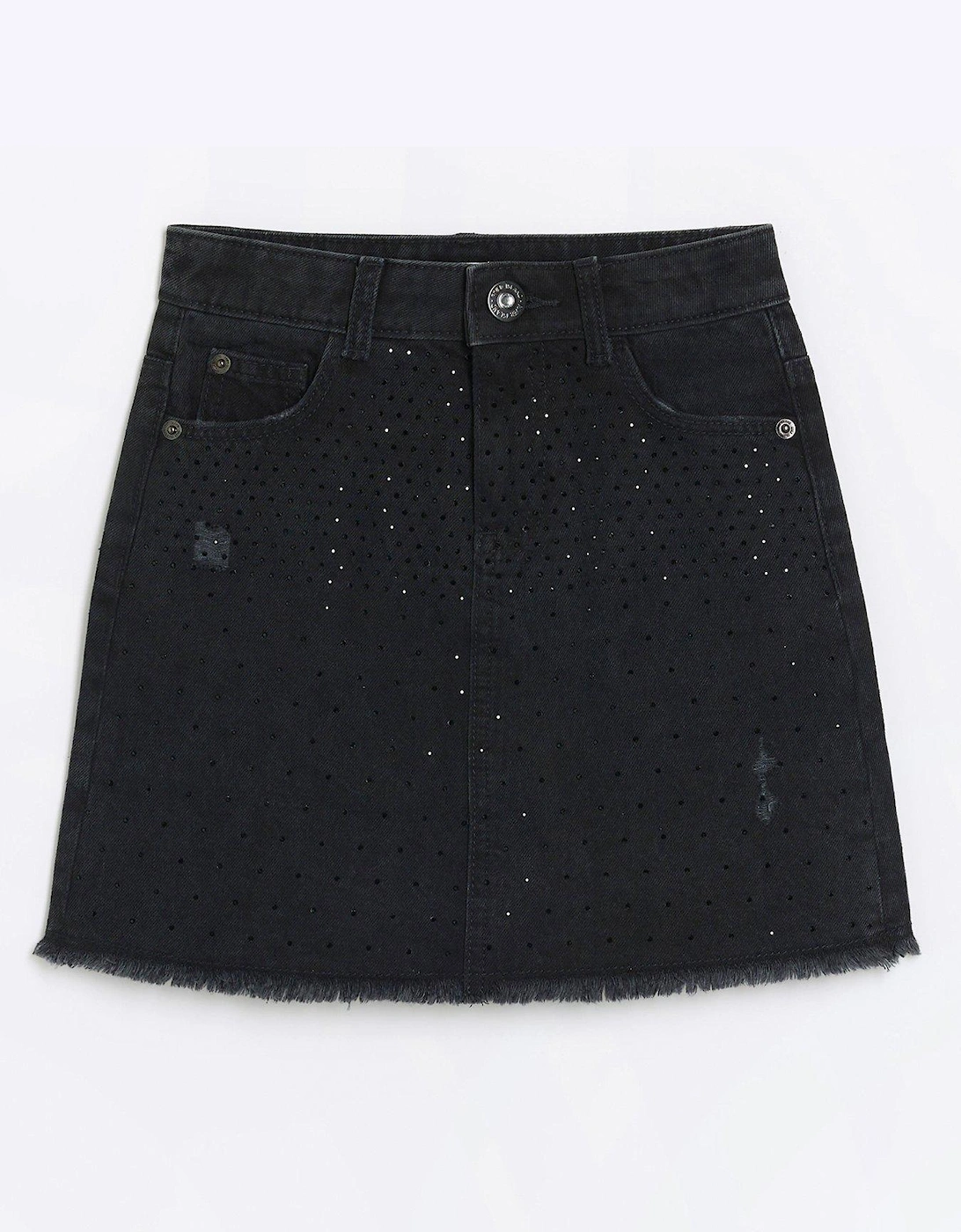 Girls Denim Diamante Skirt - Blue, 3 of 2