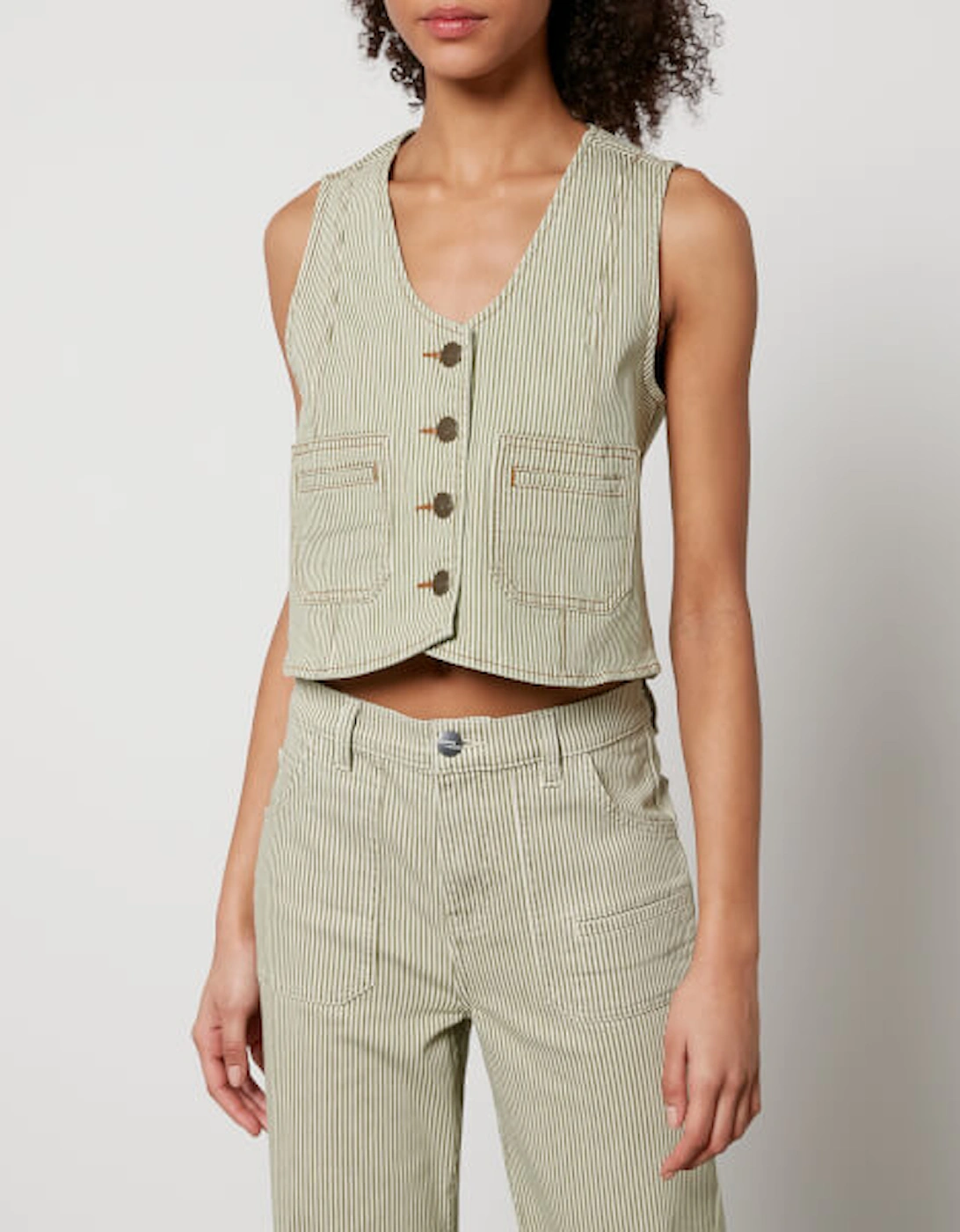 Bea Pinstriped Denim Waistcoat, 2 of 1