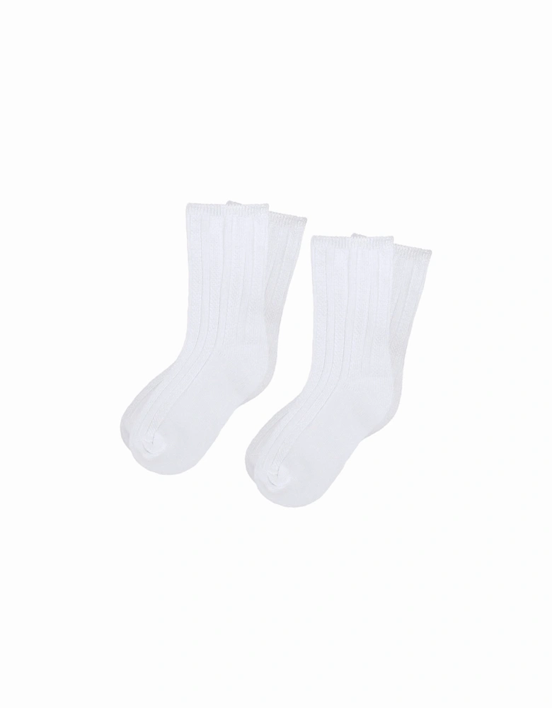 White 2 Pack Knee Socks