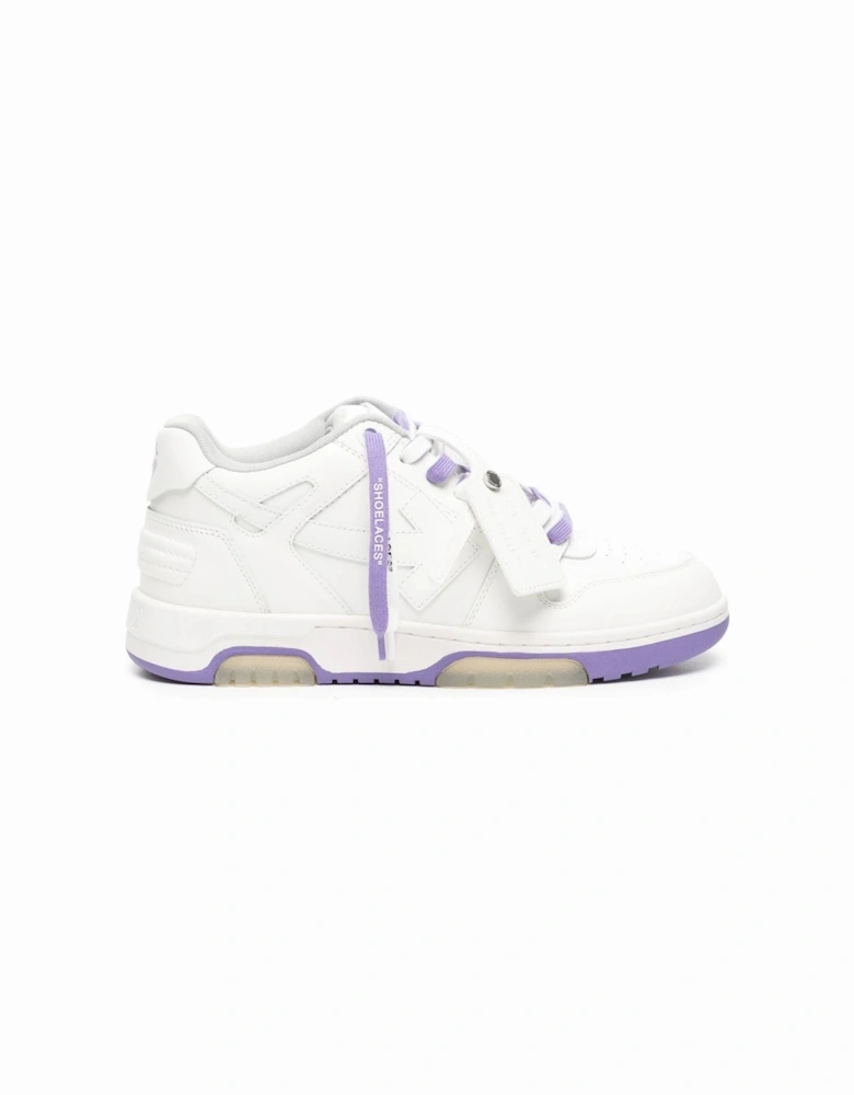 Out of Office Sartorial Stitched Leather Trainers White & Lilac Purple