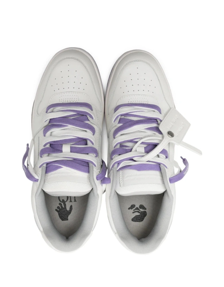 Out of Office Sartorial Stitched Leather Trainers White & Lilac Purple