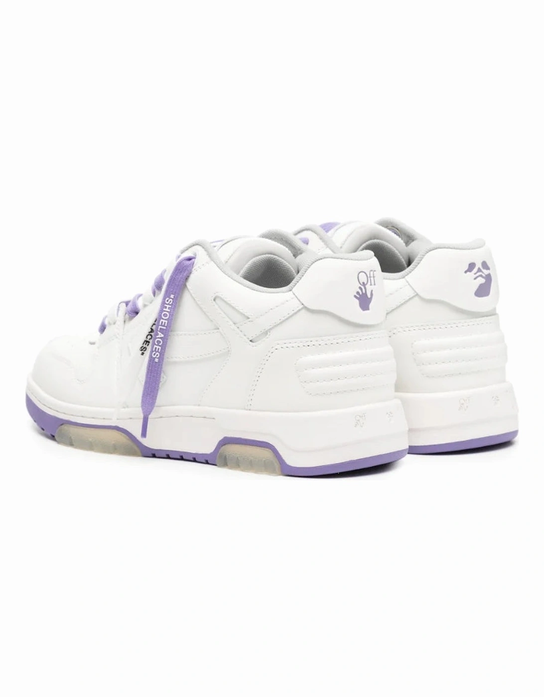 Out of Office Sartorial Stitched Leather Trainers White & Lilac Purple