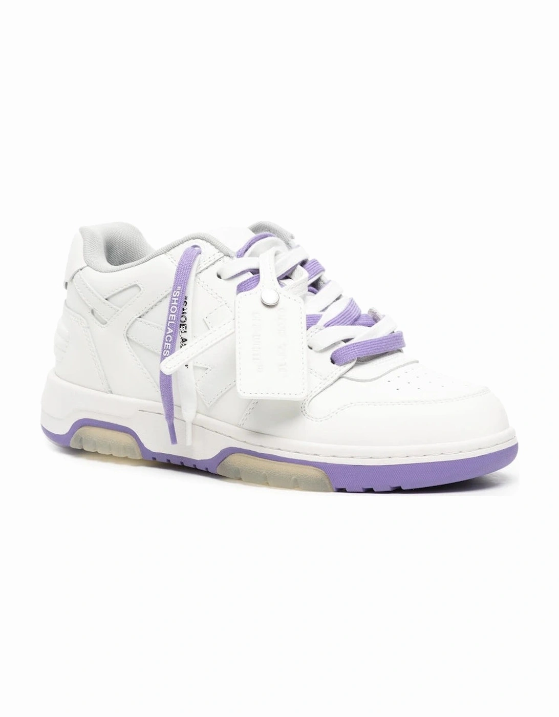 Out of Office Sartorial Stitched Leather Trainers White & Lilac Purple