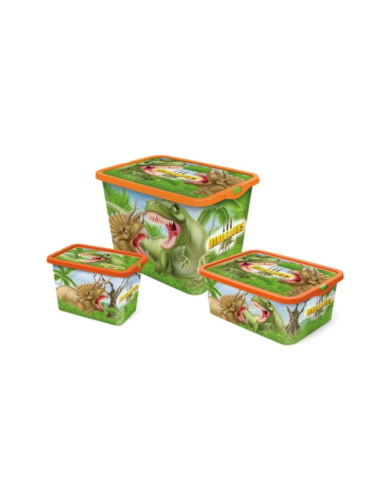 Set Of 3 Dinosaurs Storage Boxes