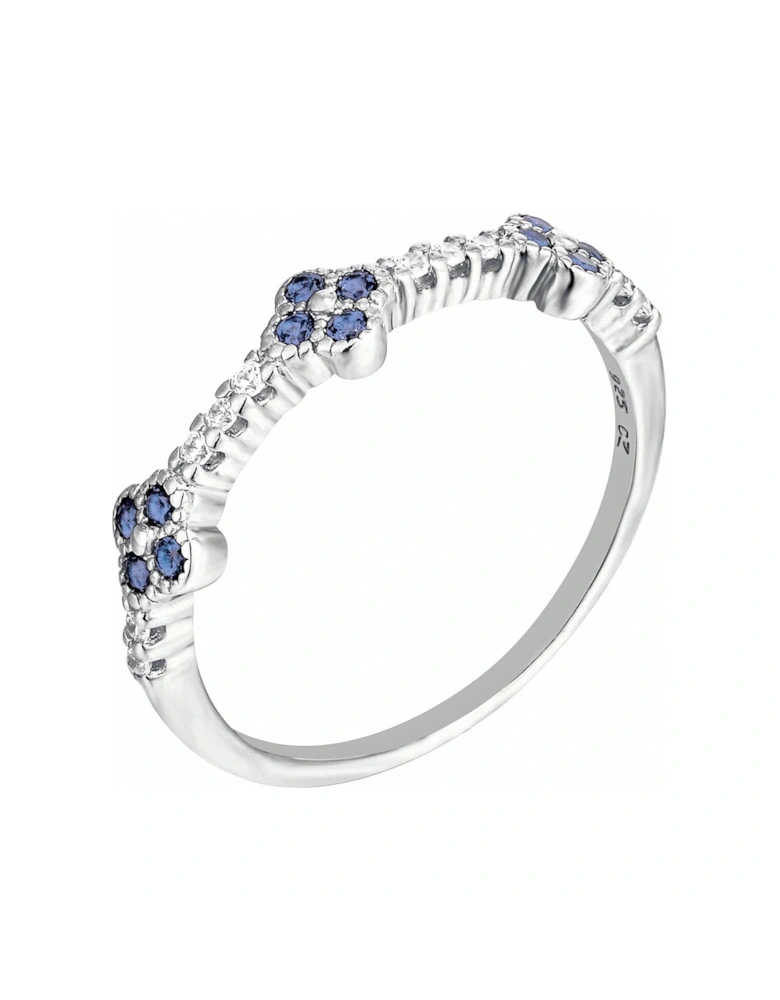 Sterling silver blue CZ flower ring