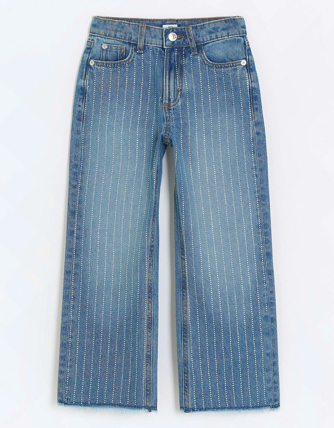 Girls Embellished Straight Jeans - Blue, 3 of 2