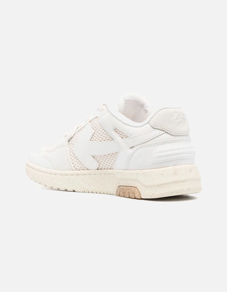Out of Office Slim Leather Mesh Trainers in Cream White