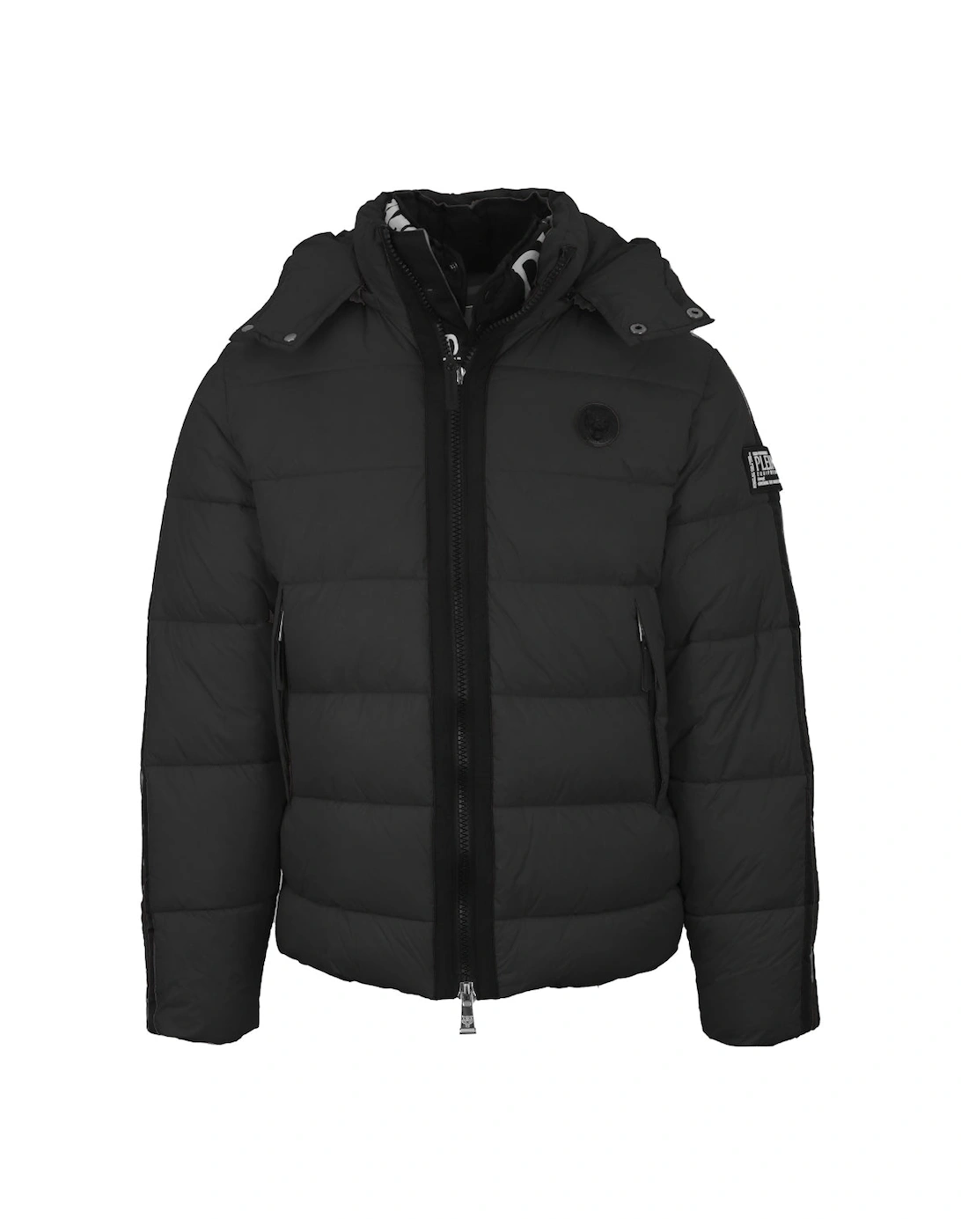 Philipp Plein Men's Black Plein Sport Padded Circular Logo Jacket  40/Regular L