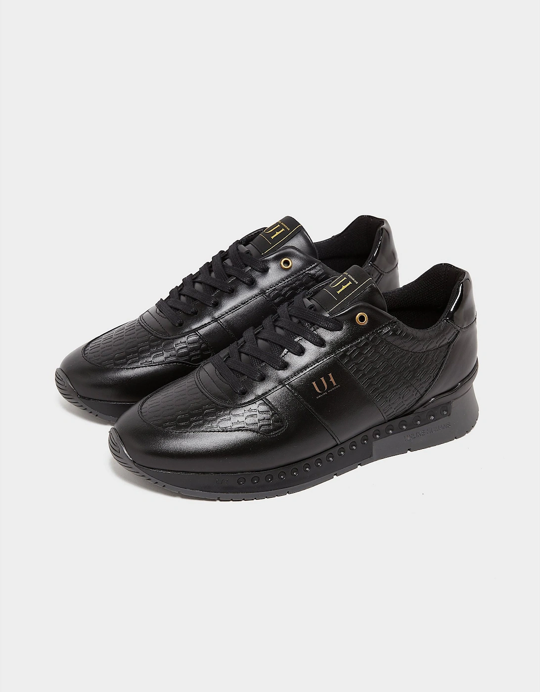 Mens Low Embossed Leather Trainers