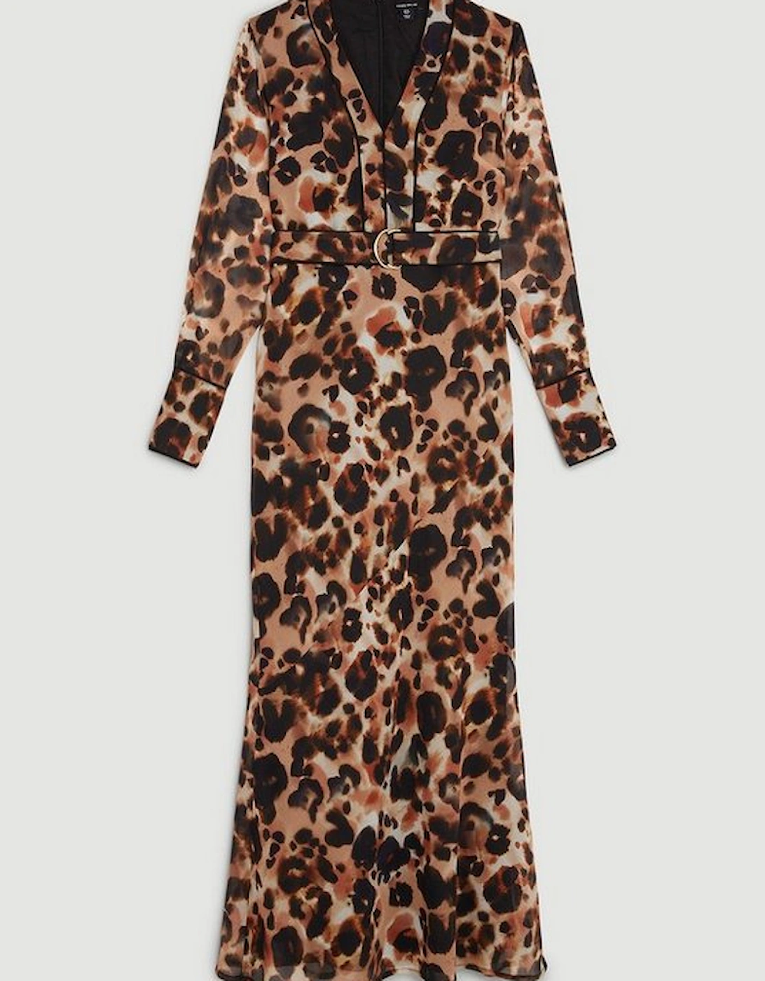 Blurred Animal Print Pleated Georgette Woven Midaxi Dress
