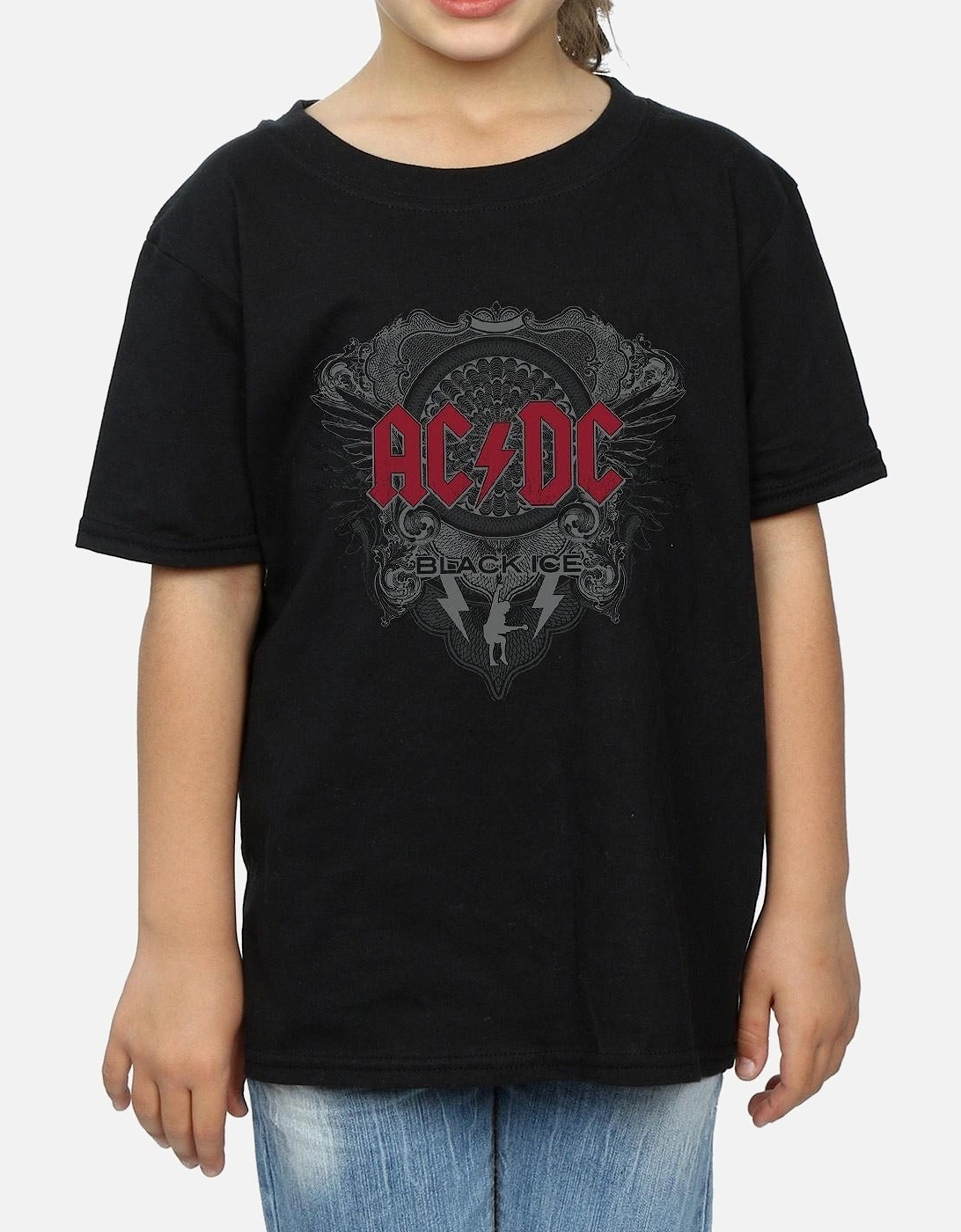 Girls Black Ice With Red Cotton T-Shirt
