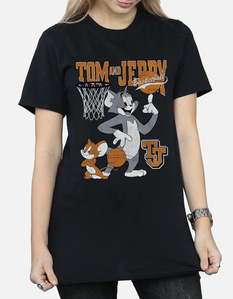 Tom and Jerry Womens/Ladies Spinning Basketball Cotton Boyfriend T-Shirt
