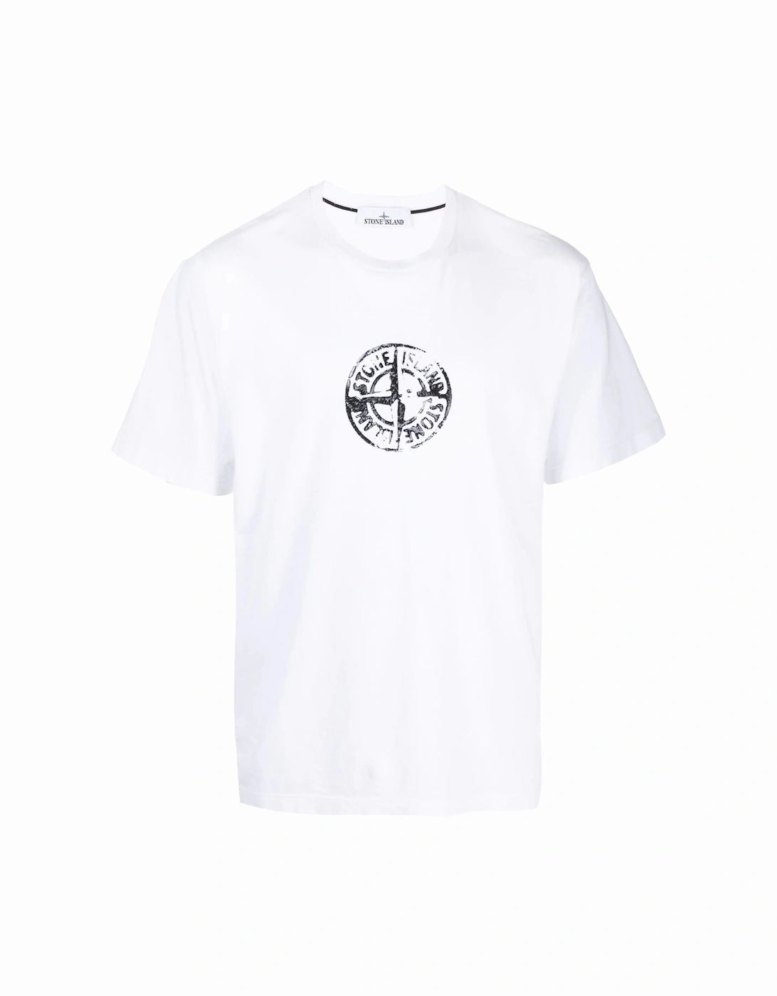 Circle Stamp Three Logo Print T-Shirt in White, 6 of 5