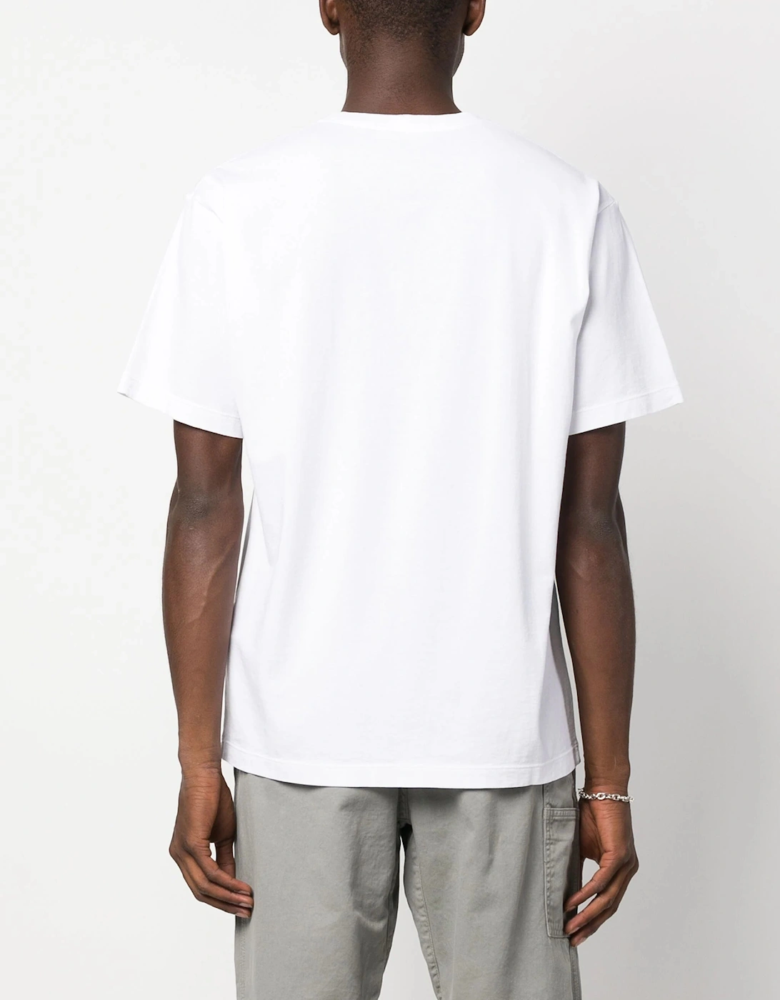 Circle Stamp Three Logo Print T-Shirt in White