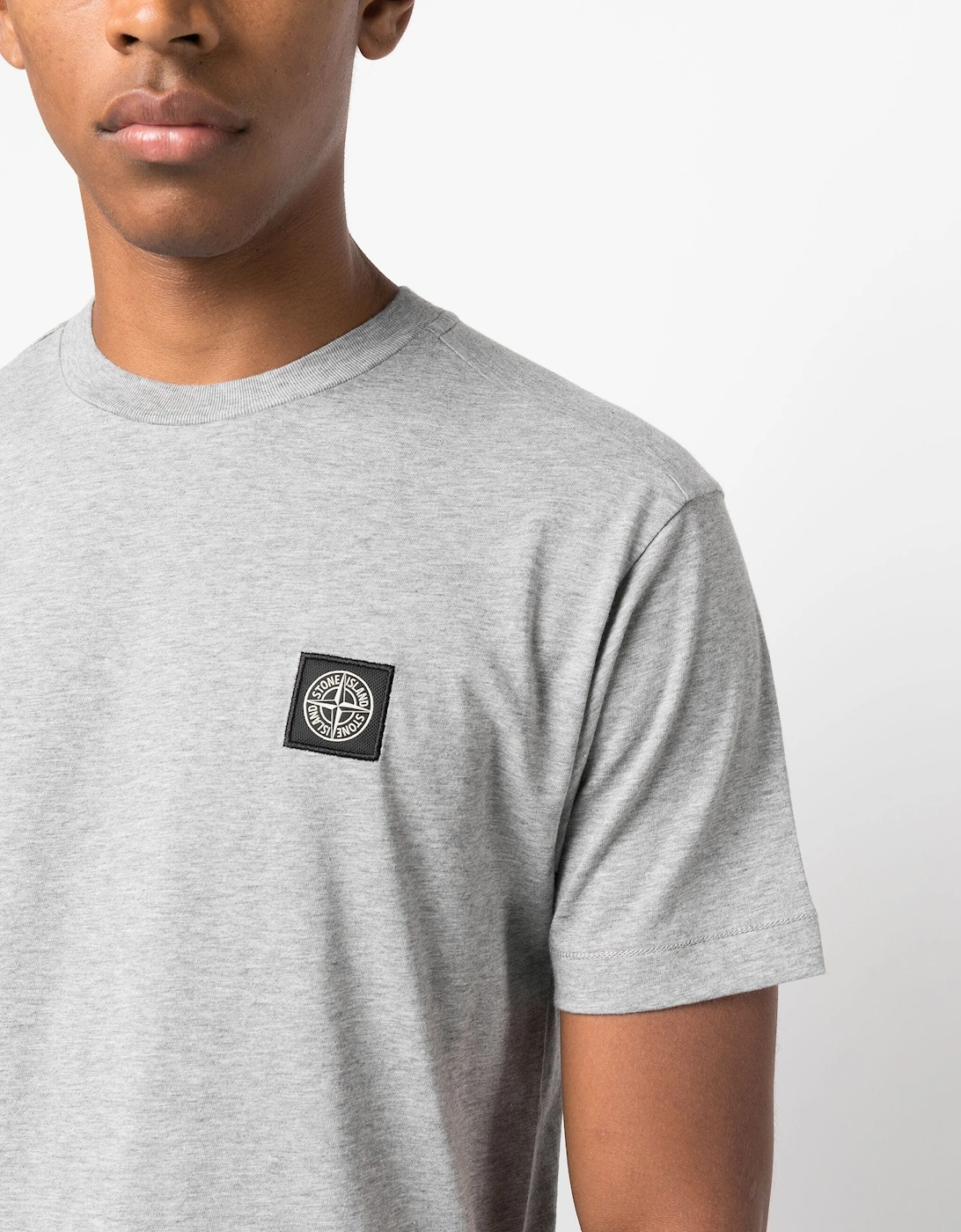 Compass Appliqué Cotton T-Shirt in Grey